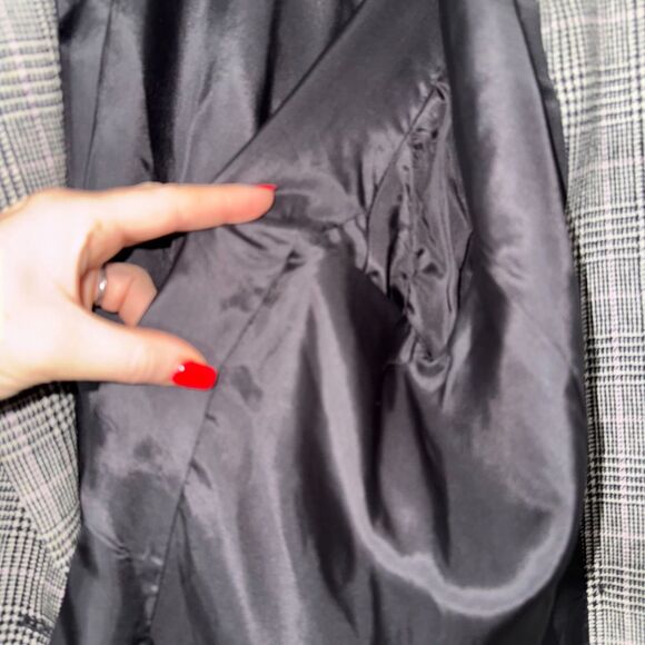 Pendleton Wool Double Breasted Houndstooth Blazer - Black/Lavender/White 14 - Picture 6 of 10